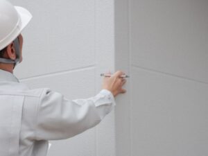 プロが外壁の隅々まで厳しくチェックしている様子